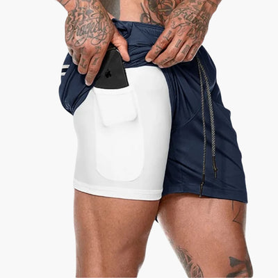 Herren Fitness Shorts mit Innentasche und Kompressionsebene