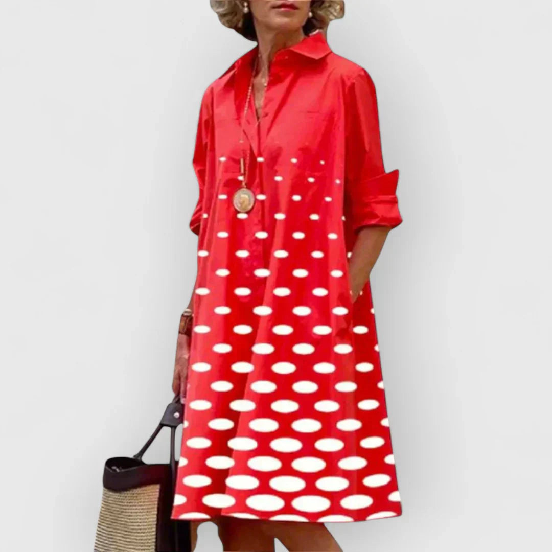 Susanne | Feminines Midikleid mit klassischem Punktmuster