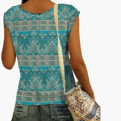 Damen V-Ausschnitt Shirt mit Cap-Ärmeln für den Sommer