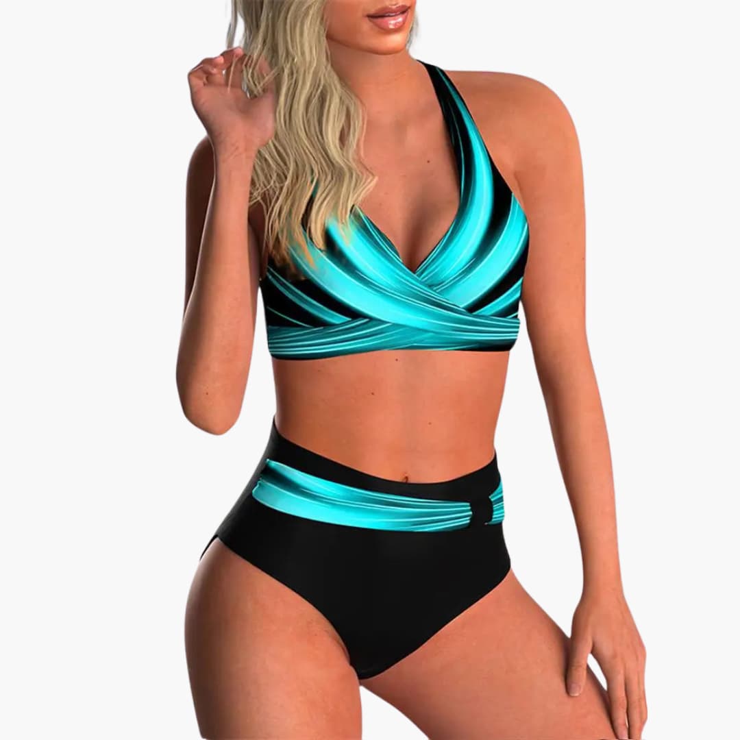 High-Waist Bikini - Damen Zweiteiler mit überkreuztem Look