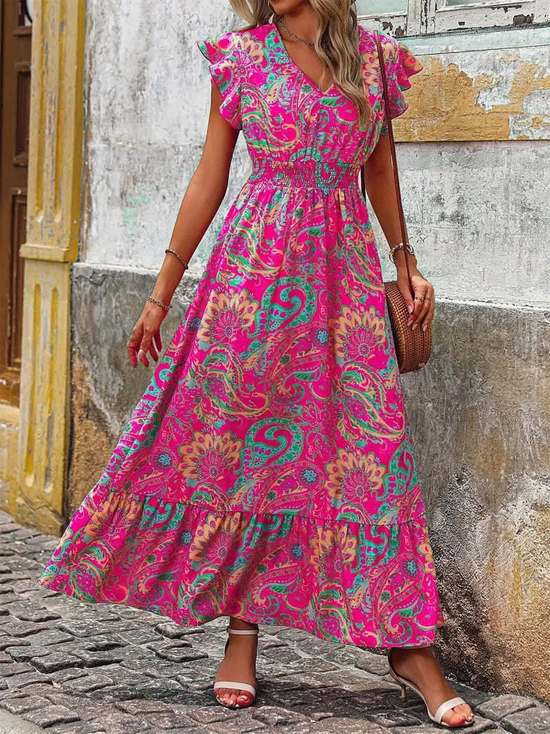 Saphira™ | Boho Maxikleid mit Paisley-Print