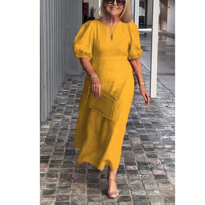 Stilvolles Kleid Mit Pufferärmeln Für Damen | Midi