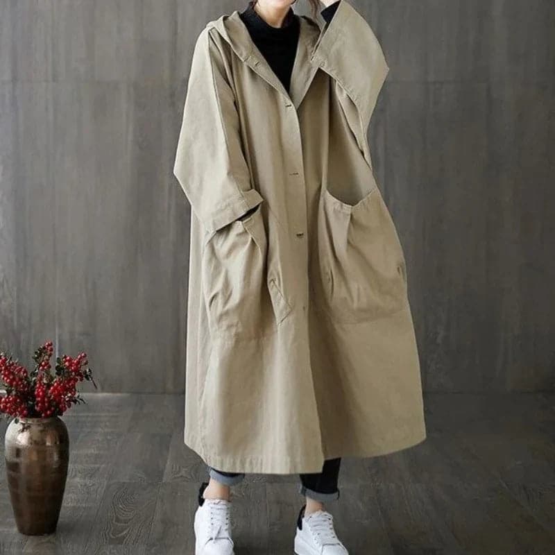 Übergroßer Wasserdichter Trenchcoat für Damen | Mit Taschen