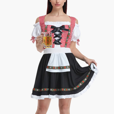 Kariertes Oktoberfest Dirndl kleid für Damen - Oktoberfest 2025