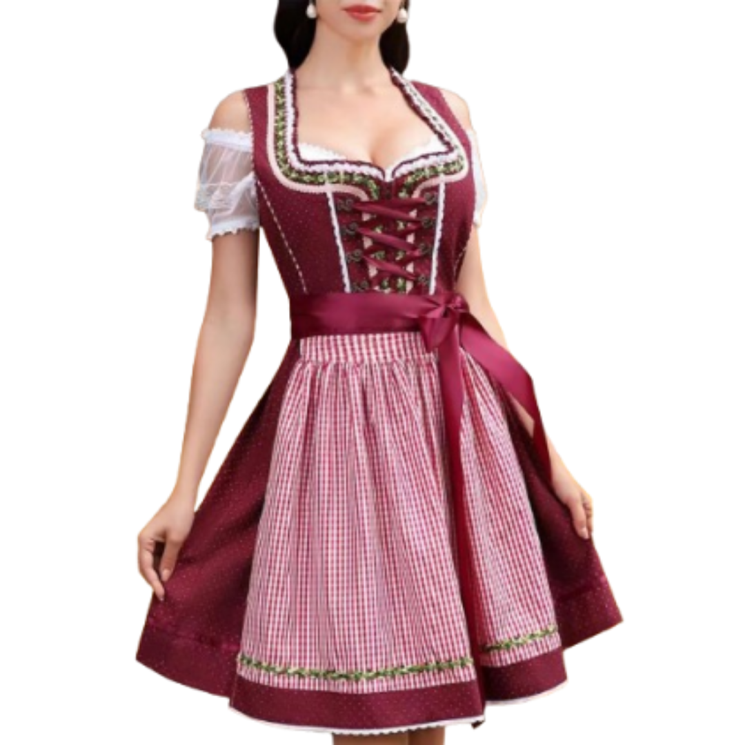 Damen Rot Oktoberfest Dirndl Kleid