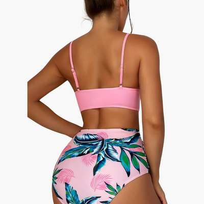 Push Up Bikini - Damen High Waist Zweiteiler mit Muster