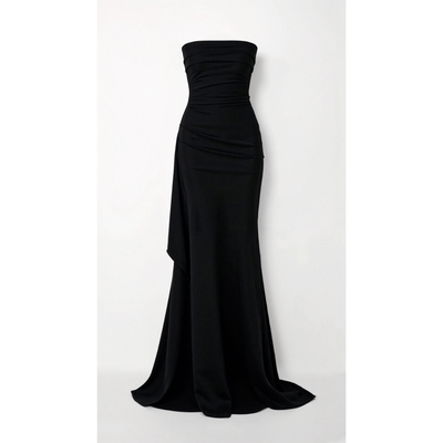 Damen Schwarzes Trägerloses Kleid | Maxi