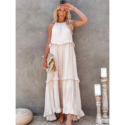 Damen Sommer Maxikleid mit Neckholder | Maxi