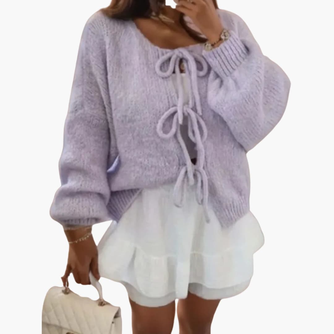 Strickjacke mit Schleifenverschluss für Damen