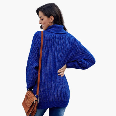 Damen pullover mit Rollkragen und Zopfmuster
