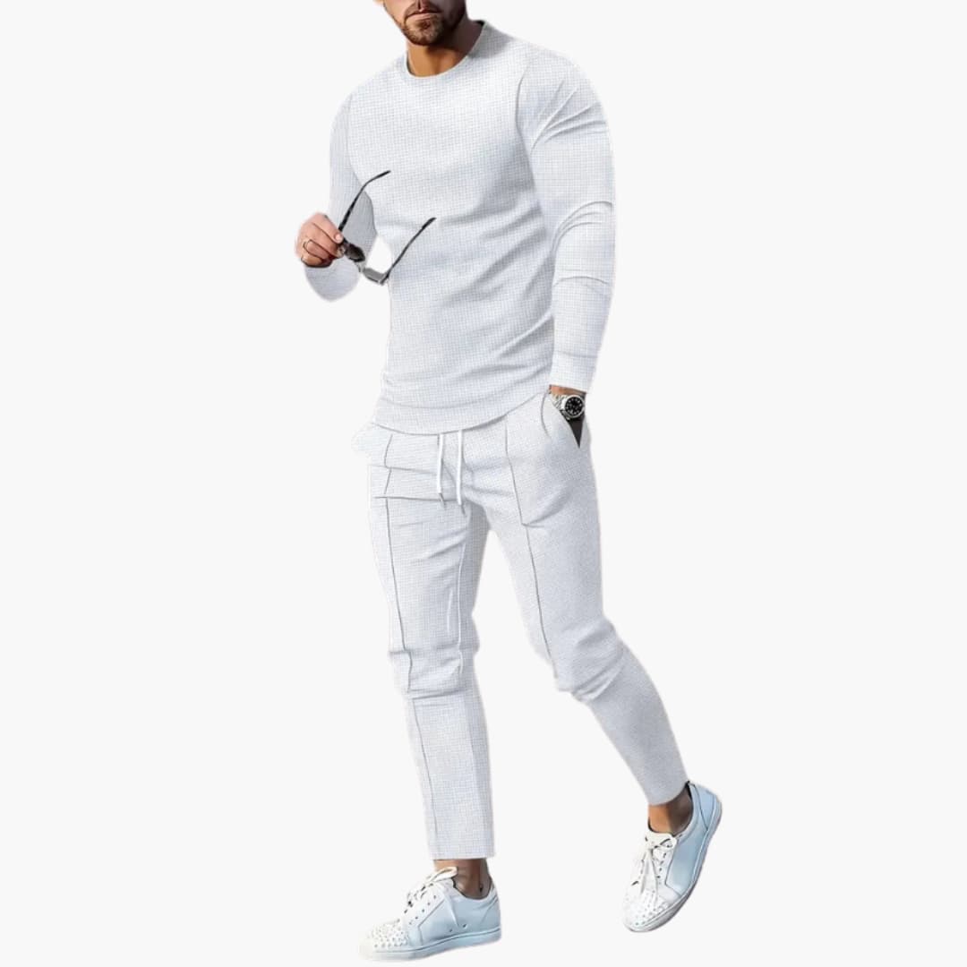 Zweiteiliges Herren-Set für Frühling und Herbst mit Langarmshirt