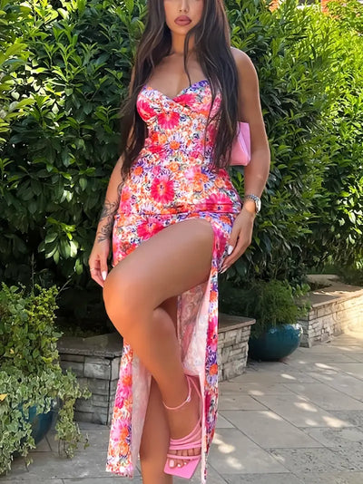 Valeria Bloom | Figurbetontes Maxikleid mit Blumenprint