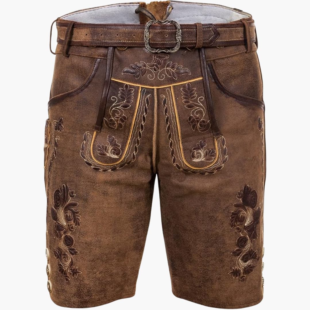 Traditionelle bestickte kurze Lederhose für Herren - Oktoberfest 2025