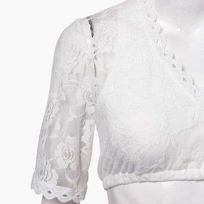 Spitzen V-Ausschnitt Dirndl bluse für Damen - Oktoberfest 2025
