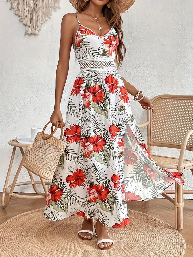 Isabelle | Sommerliches Maxikleid mit Blumenprint & Spitzendetail