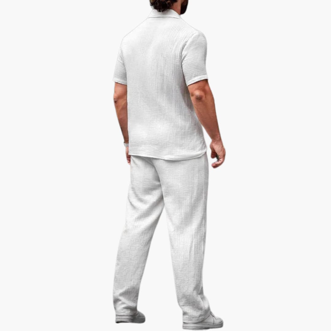 Zweiteiliges Sommer Set für Herren mit Kurzarmhemd und Hose