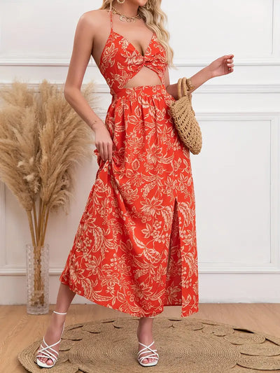 Alina Soleil™ | Cut-Out Maxikleid mit Blumenmuster