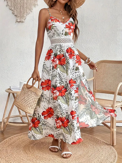 Isabelle | Sommerliches Maxikleid mit Blumenprint & Spitzendetail