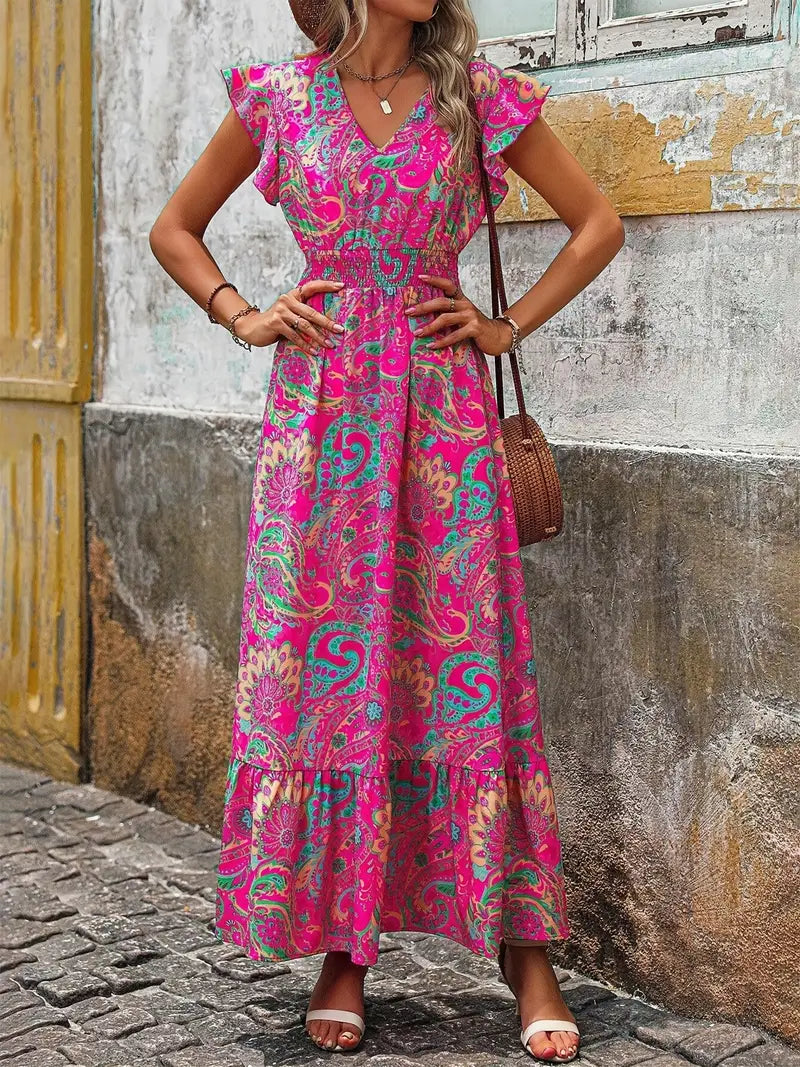Saphira™ | Boho Maxikleid mit Paisley-Print