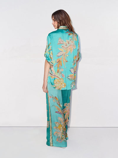 Completo Emerald Luxe – Oversized Hemd und Weitehose