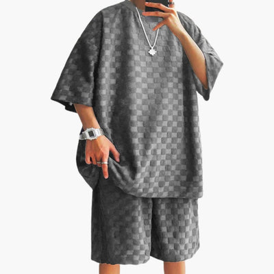 Herren Sommer Zweiteiler mit Jacquard Shirt und Shorts