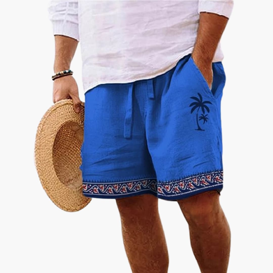 Herren Badeshorts Sommer mit Kordelzug und Palmenmuster