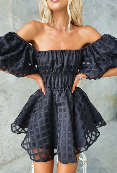 Evie - Mini Kleid mit Puffärmeln