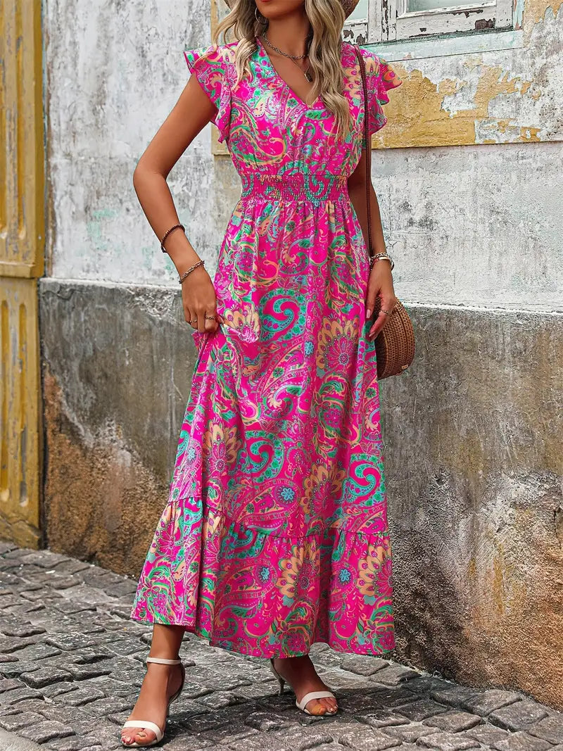 Saphira™ | Boho Maxikleid mit Paisley-Print