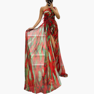 Vibrantes Maxi-Kleid für Frauen - Farbenfrohes Design