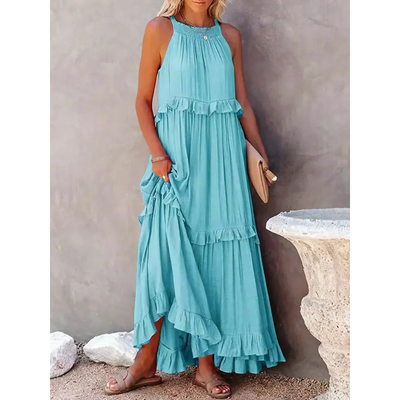 Damen Sommer Maxikleid mit Neckholder | Maxi