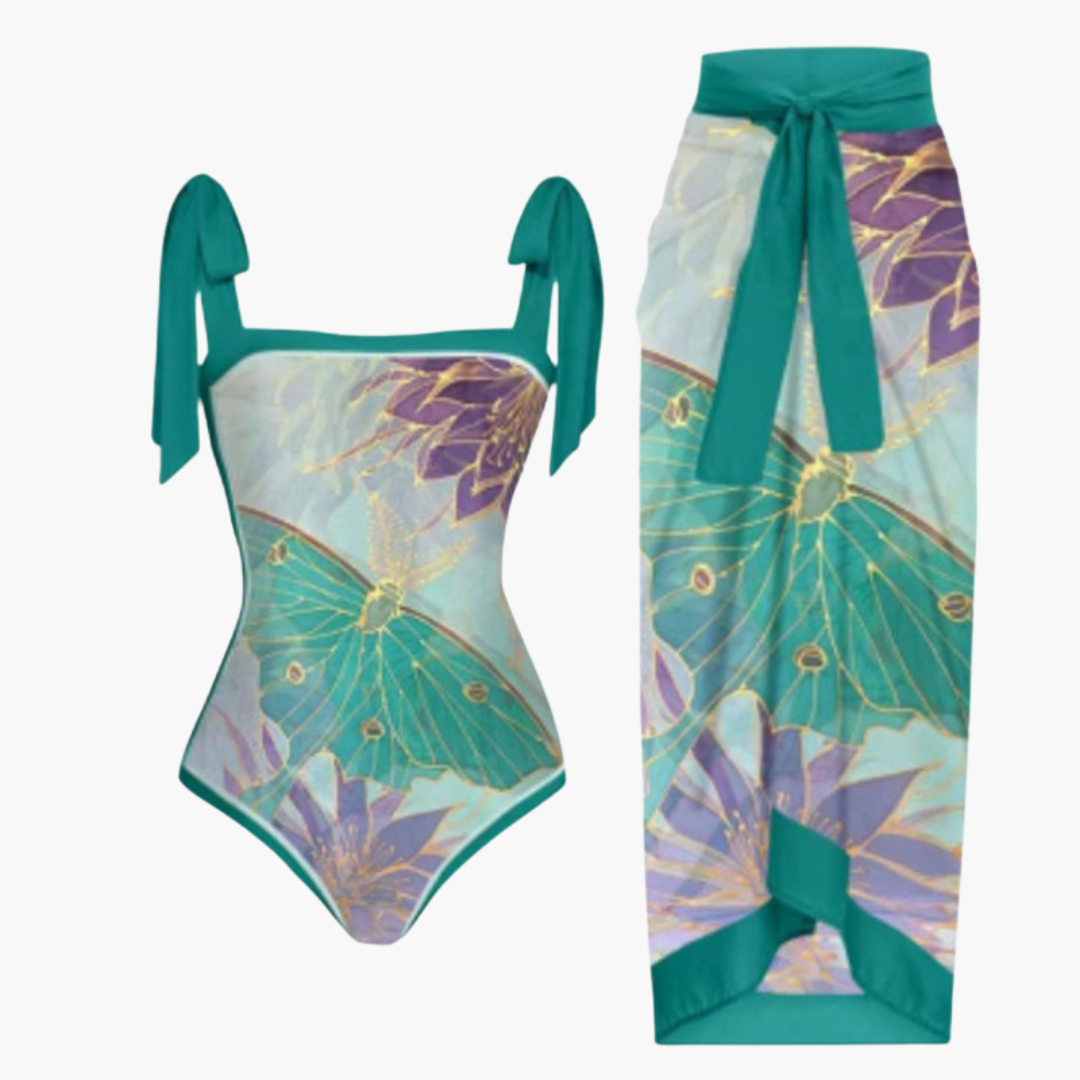 Badeanzug mit Überwurf - Damen Einteiler mit Strandrock