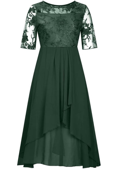 Damen Plissee Rundhalsausschnitt Kleid | Midi