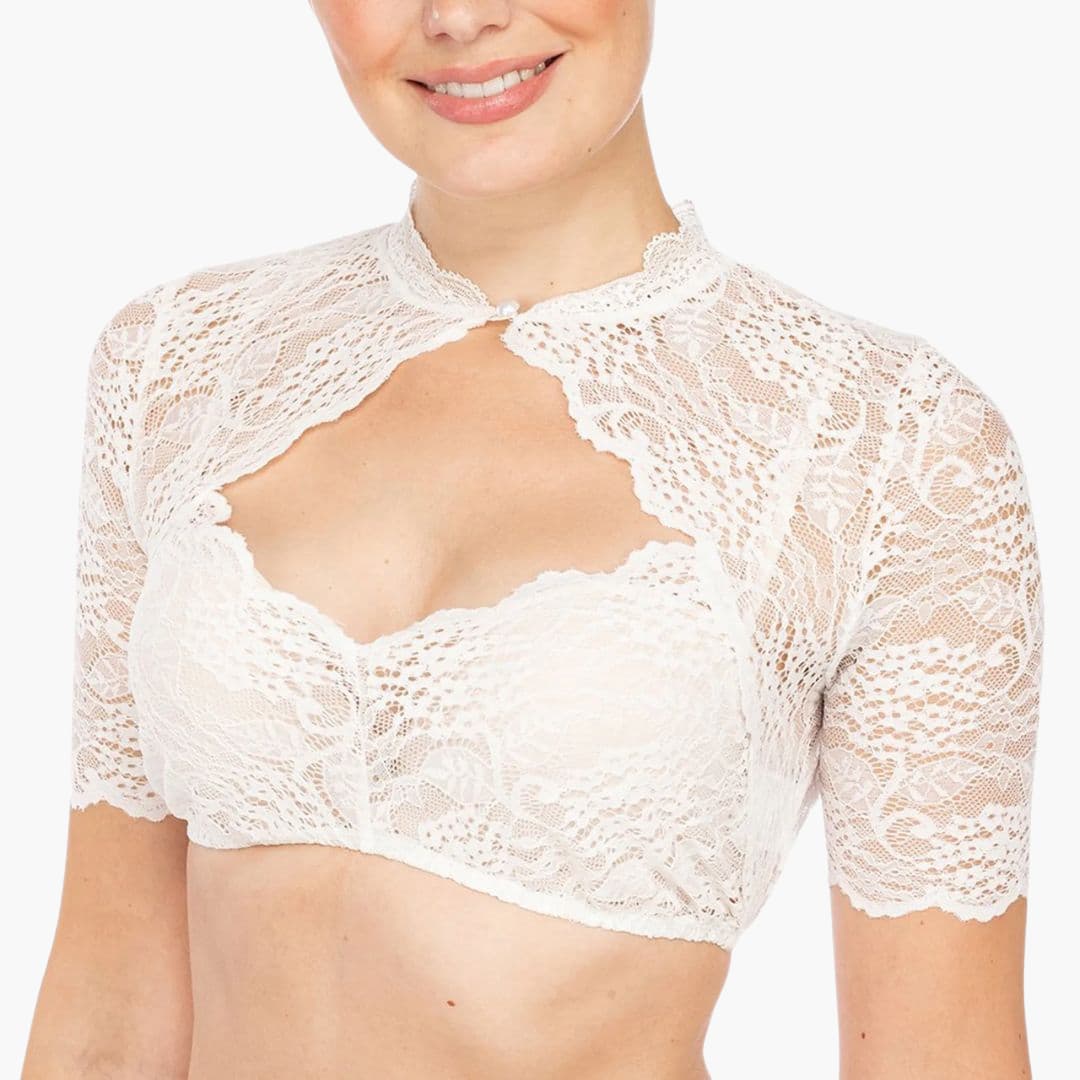 Spitzen Dirndl bluse mit Ausschnitt für Damen - Oktoberfest 2025