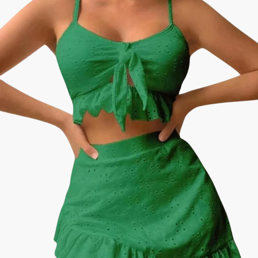 Bikini-Set Damen - 3-teilig mit Rüschen & High-Waist Design