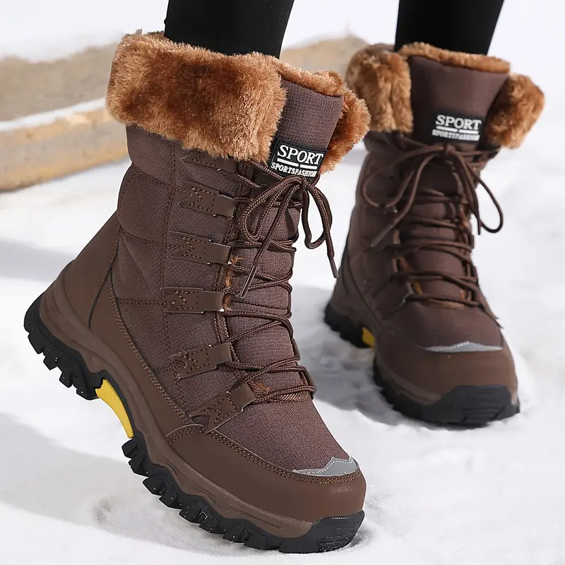 Damen Winterschuhe Mit Hohem Schaft Und Profilsohle