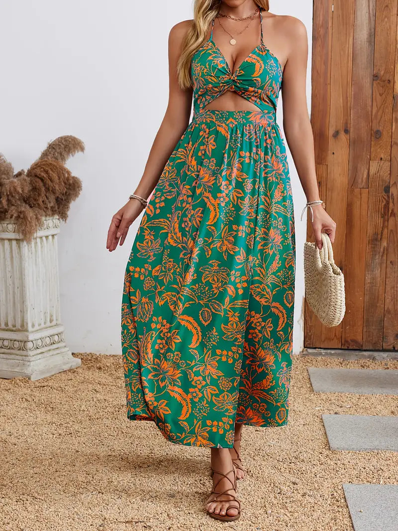 Alina Soleil™ | Cut-Out Maxikleid mit Blumenmuster