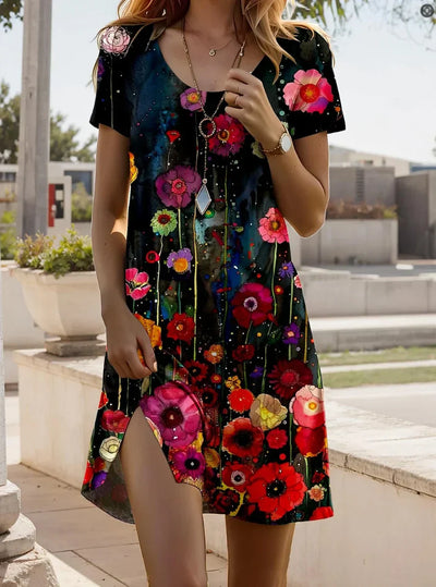 Linnea – Modisches Kleid Mit Kurzen Ärmeln Und Drucken