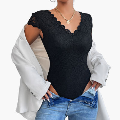 Bodysuit aus Spitze für Frauen - Eleganter V-Ausschnitt
