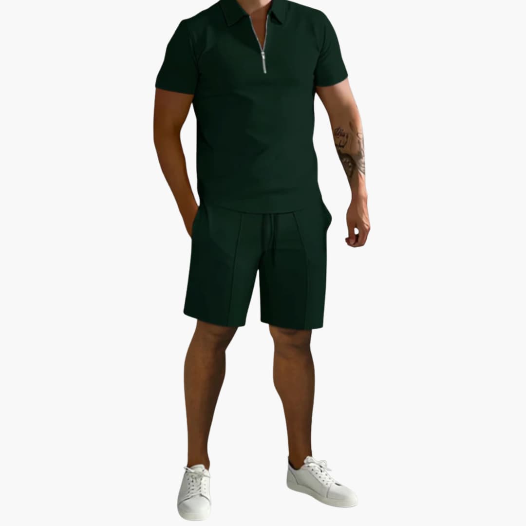Herren Sommer-Zweiteiler mit Half-Zip-Shirt und Shorts