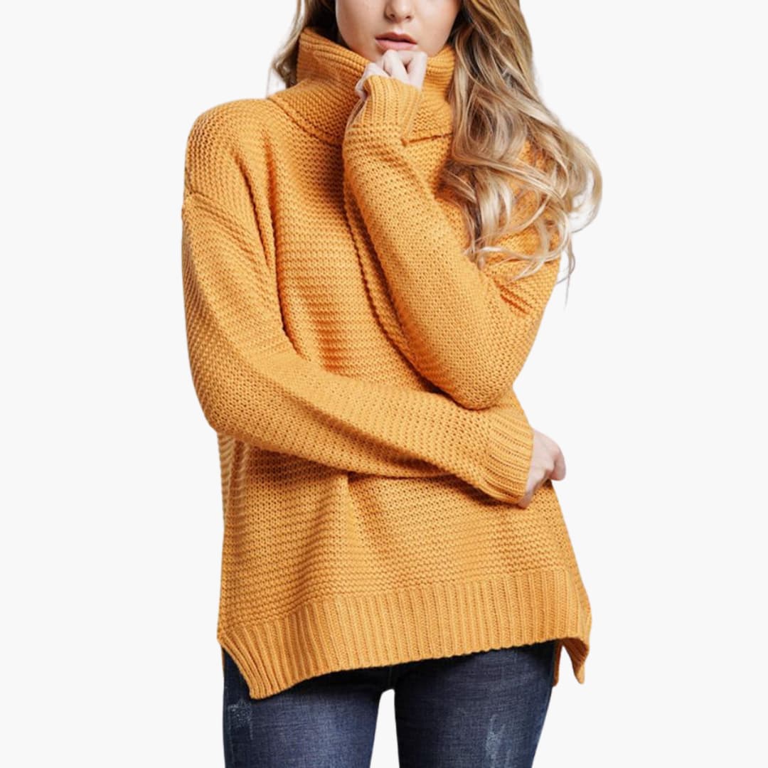 Damen pullover mit Rollkragen und langen Ärmeln