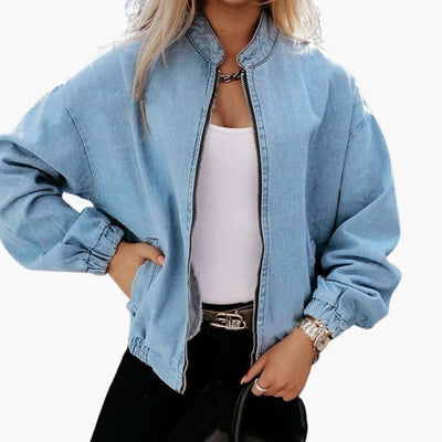 Damen Bomberjacke mit Reißverschluss und Taschen