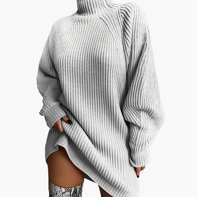 Damen Oversize Rollkragenpullover mit langen Ärmeln