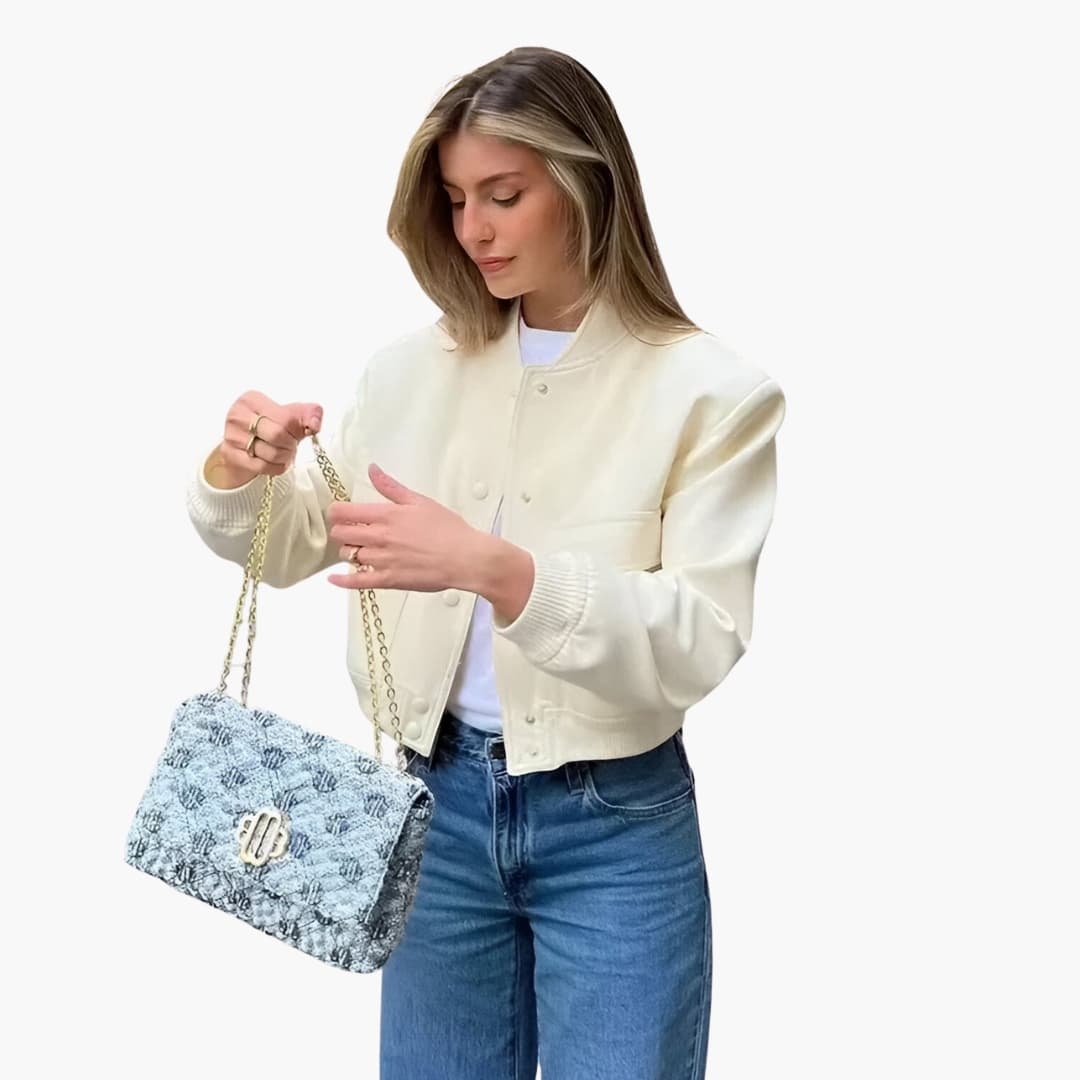 Damen kurze Bomberjacke mit Klappentaschen