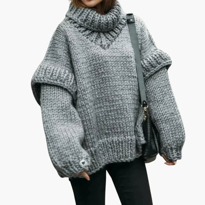 Damen pullover mit Oversize-Rollkragen und geripptem Saum