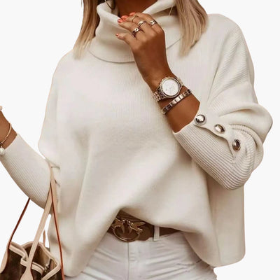 Damen pullover mit Rollkragen und Knopf-Ärmeln