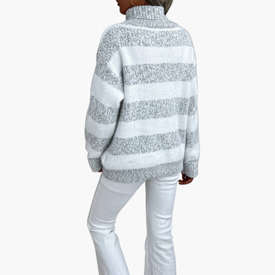 Damen pullover mit Rollkragen und Streifenmuster