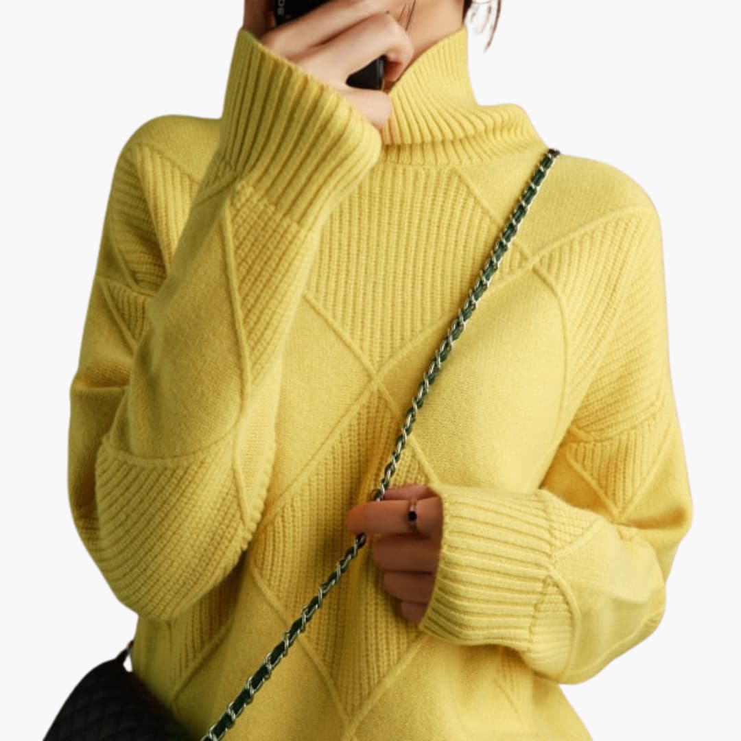 Damen pullover mit Rollkragen und Struktureinsätzen