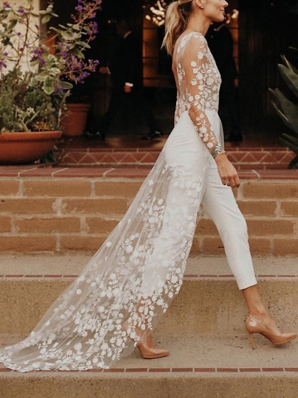 Weißer Braut-Jumpsuit | Elegante