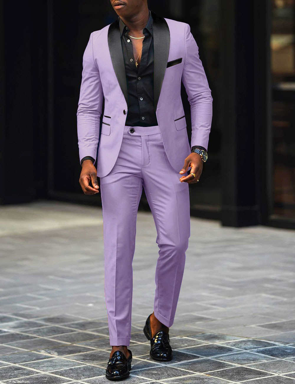 Moderner Slim Fit Hochzeitsgast Anzug für Herren | Lila