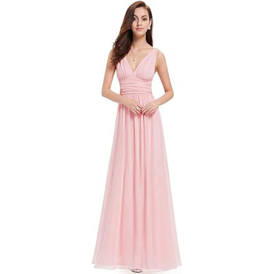 Damen Elegantes ärmelloses Kleid mit V-Ausschnitt | Maxi